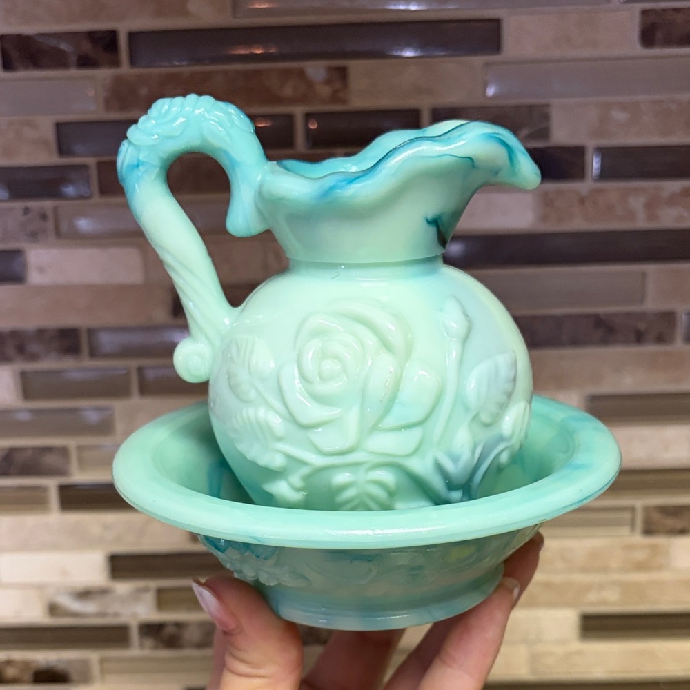 Avon Vintage Jade Mini Pitcher and Basin